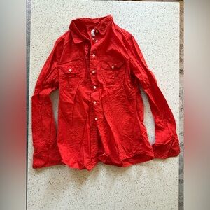 GAP Red Fitted Boyfriend Swiss Dot Button-down Shirt